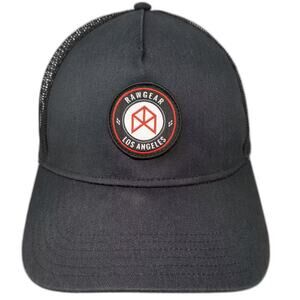 Rawgear Trucker Hat Black Red Snapback OS Adjustable Logo Patch Mesh Embroidered